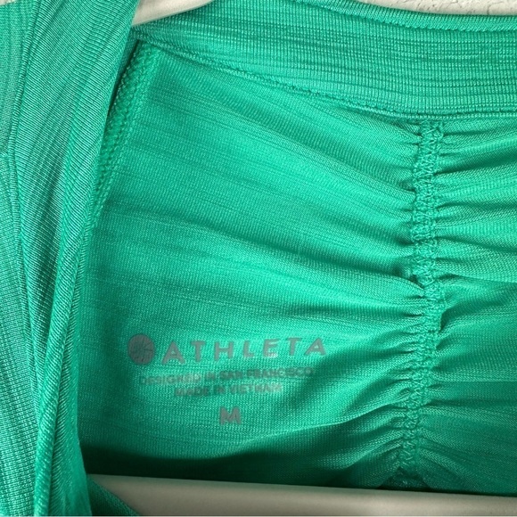 Athleta Green Pacifica Contoured 1/4 Zip Fitted Short Sleeve Tee Size Medium - Picture 4 of 7